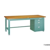 アズワン 中荷重作業台(2000kg)DW型 1800X900XH740 3段ワゴン付 グリーン色 DW1809UDC111