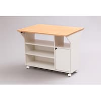 アイリスオーヤマ 扉付きキッチンワゴン ビーチ/ホワイト