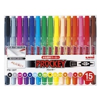 三菱鉛筆 プロッキー<極細+細字丸芯> 15色セット