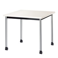 ニシキ工業 ATBミーティングテーブル 幅900×奥行900 ホワイト×シルバー キャスタータイプ ATBS0909KCWH 1台 【メーカー直送/車上渡し】(お客様組立)