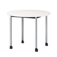 ニシキ工業 ATBミーティングテーブル 天板サイズΦ900 ホワイト×シルバー キャスタータイプ ATBS900RCWH 1台 【メーカー直送/車上渡し】(お客様組立)