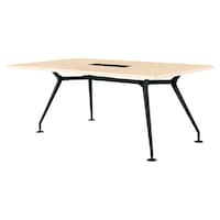 ニシキ工業 CADミーティングテーブル 幅1800×奥行900 ライトオーク×ブラック 角型 ワイヤリングBOX付 CADB1890KWLO 1台 【メーカー直送/車上渡し】(お客様組立)