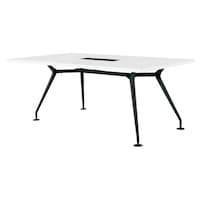 ニシキ工業 CADミーティングテーブル 幅1800×奥行900 オフホワイト×ブラック 角型 ワイヤリングBOX付 CADB1890KWOW 1台 【メーカー直送/車上渡し】(お客様組立)