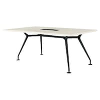 ニシキ工業 CADミーティングテーブル 幅1800×奥行900 ホワイトグレイン×ブラック 角型 ワイヤリングBOX付 CADB1890KWWG 1台 【メーカー直送/車上渡し】(お客様組立)