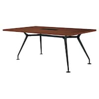 ニシキ工業 CADミーティングテーブル 幅1800×奥行900 ウォールナット×ブラック 角型 ワイヤリングBOX付 CADB1890KWWN 1台 【メーカー直送/車上渡し】(お客様組立)