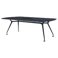 ニシキ工業 CADミーティングテーブル 幅2100×奥行1000 マットグレイ×ブラック ボート型 ワイヤリングBOX付 CADB2110BWMG 1台 【メーカー直送/車上渡し】(お客様組立)