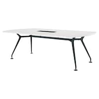 ニシキ工業 CADミーティングテーブル 幅2100×奥行1000 オフホワイト×ブラック ボート型 ワイヤリングBOX付 CADB2110BWOW 1台 【メーカー直送/車上渡し】(お客様組立)