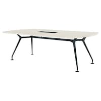 ニシキ工業 CADミーティングテーブル 幅2100×奥行1000 ホワイトグレイン×ブラック ボート型 ワイヤリングBOX付 CADB2110BWWG 1台 【メーカー直送/車上渡し】(お客様組立)