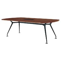 ニシキ工業 CADミーティングテーブル 幅2100×奥行1000 ウォールナット×ブラック ボート型 ワイヤリングBOX付 CADB2110BWWN 1台 【メーカー直送/車上渡し】(お客様組立)