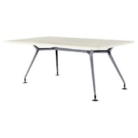 ニシキ工業 CADミーティングテーブル 幅1800×奥行900 ホワイトグレイン×ポリッシュ 角型 ワイヤリングBOX付 CADP1890KWWG 1台 【メーカー直送/車上渡し】(お客様組立)