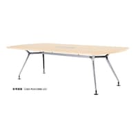 ニシキ工業 CADミーティングテーブル 幅2400×奥行1000 ライトオーク×ポリッシュ ボート型 ワイヤリングBOX付 CADP2410BWLO 1台 【メーカー直送/車上渡し】(お客様組立)