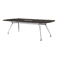 ニシキ工業 CADミーティングテーブル 幅2400×奥行1200 ダークウッド×ポリッシュ ボート型 ワイヤリングBOX付 CADP2412BWDW 1台 【メーカー直送/車上渡し】(お客様組立)