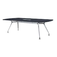 ニシキ工業 CADミーティングテーブル 幅2400×奥行1200 マットグレイ×ポリッシュ ボート型 ワイヤリングBOX付 CADP2412BWMG 1台 【メーカー直送/車上渡し】(お客様組立)