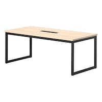 ニシキ工業 QBミーティングテーブル 幅1800×奥行900 ライトオーク×ブラック ワイヤリングBOX付 QBB1890WLO 1台 【メーカー直送/車上渡し】(お客様組立)