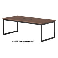 ニシキ工業 QBミーティングテーブル 幅2100×奥行1000 ウォールナット×ブラック ワイヤリングBOX付 QBB2110WWN 1台 【メーカー直送/車上渡し】(お客様組立)