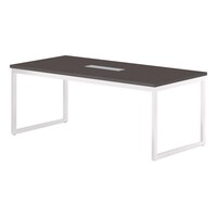 ニシキ工業 QBミーティングテーブル 幅1800×奥行900 ダークウッド×ホワイトワイヤリングBOX付 QBH1890WDW 1台 【メーカー直送/車上渡し】(お客様組立)