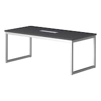 ニシキ工業 QBミーティングテーブル 幅1800×奥行900 マットグレイ×シルバー ワイヤリングBOX付 QBS1890WMG 1台 【メーカー直送/車上渡し】(お客様組立)