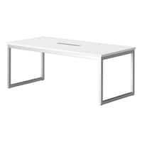 ニシキ工業 QBミーティングテーブル 幅1800×奥行900 オフホワイト×シルバー ワイヤリングBOX付 QBS1890WOW 1台 【メーカー直送/車上渡し】(お客様組立)