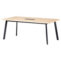 ニシキ工業 UMミーティングテーブル 幅1800×奥行900 ライトオーク×ブラック ワイヤリングBOX付 UMB1890KWLO 1台 【メーカー直送/車上渡し】(お客様組立)