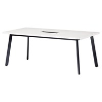 ニシキ工業 UMミーティングテーブル 幅1800×奥行900 オフホワイト×ブラック ワイヤリングBOX付 UMB1890KWOW 1台 【メーカー直送/車上渡し】(お客様組立)