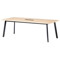 ニシキ工業 UMミーティングテーブル 幅2400×奥行1200 ライトオーク×ブラック ワイヤリングBOX付 UMB2412KWLO 1台 【メーカー直送/車上渡し】(お客様組立)