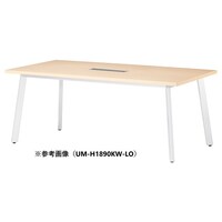 ニシキ工業 UMミーティングテーブル 幅2100×奥行1000 ライトオーク×ホワイトワイヤリングBOX付 UMH2110KWLO 1台 【メーカー直送/車上渡し】(お客様組立)