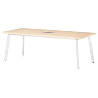 ニシキ工業 UMミーティングテーブル 幅2400×奥行1200 ライトオーク×ホワイトワイヤリングBOX付 UMH2412KWLO 1台 【メーカー直送/車上渡し】(お客様組立)