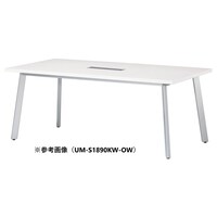 ニシキ工業 UMミーティングテーブル 幅1800×奥行1000 オフホワイト×シルバー ワイヤリングBOX付 UMS1810KWOW 1台 【メーカー直送/車上渡し】(お客様組立)