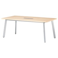 ニシキ工業 UMミーティングテーブル 幅1800×奥行900 ライトオーク×シルバー ワイヤリングBOX付 UMS1890KWLO 1台 【メーカー直送/車上渡し】(お客様組立)