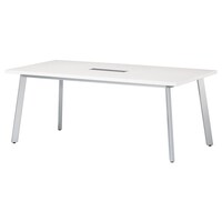 ニシキ工業 UMミーティングテーブル 幅1800×奥行900 オフホワイト×シルバー ワイヤリングBOX付 UMS1890KWOW 1台 【メーカー直送/車上渡し】(お客様組立)