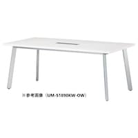 ニシキ工業 UMミーティングテーブル 幅2100×奥行900 オフホワイト×シルバー ワイヤリングBOX付 UMS2190KWOW 1台 【メーカー直送/車上渡し】(お客様組立)