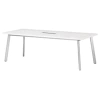 ニシキ工業 UMミーティングテーブル 幅2400×奥行1200 オフホワイト×シルバー ワイヤリングBOX付 UMS2412KWOW 1台 【メーカー直送/車上渡し】(お客様組立)