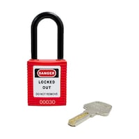 セーフラン安全用品 ロックアウト用絶縁パドロック 赤 吊38mmタイプ 10個セット 1467110