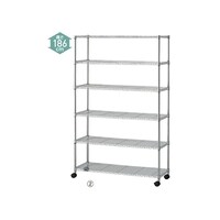 店研創意(ストア・エキスプレス) ローコストワイヤーラックW120×D35×H187cm 6段 キャスター付き 6166132