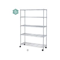 店研創意(ストア・エキスプレス) ローコストワイヤーラックW120×D45×H187cm 5段 キャスター付き 6166162