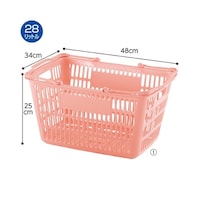 店研創意(ストア・エキスプレス) 買物カゴ(28リットル) サーモンピンク 1セット(10個入) 6137931
