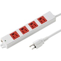 サンワサプライ 3P 3m 4個口タップ赤色 緊急用 TAPK43R