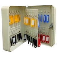 セーフラン安全用品 スチールキー管理ボックス 250×200×75mm 本体キー2本付 キータグ48個付属 取付用ネジ付属 15459