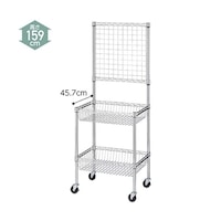 店研創意(ストア・エキスプレス) シェルフワゴン 2段展開 ネット付き W60cm×D45.7cm×H159cm 61753531