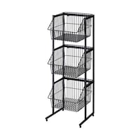 店研創意(ストア・エキスプレス) ネットカゴ3段スタンド 黒 61778612