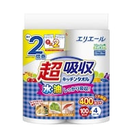 大王製紙 エリエール超吸収キッチンタオル 4ロール入(100カット)/パック×12パック入 21000361