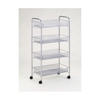 パール金属 メッシュ4段ワゴン シルバー N7882