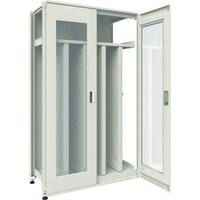 トラスコ中山 TRUSCO M3型ユニット中量棚 両開きアクリル扉・背パネル付 H2100XW1200 パンチングパネル4枚付 連結 M3U7464P4SAB 1台