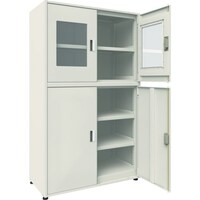 トラスコ中山 TRUSCO M3型ユニット中量棚 上部アクリル4枚扉・背・側パネル付 H2100XW1200 単体 M3U7466SGRA 1台