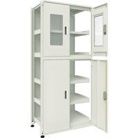 トラスコ中山 TRUSCO M3型ユニット中量棚 上部アクリル4枚扉・背パネル付 H2100XW900 連結 M3U7366SRAB 1台