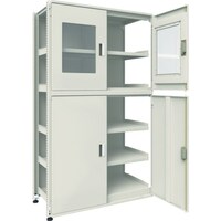 トラスコ中山 TRUSCO M3型ユニット中量棚 上部アクリル4枚扉・背パネル付 H2100XW1200 連結 M3U7466SRAB 1台