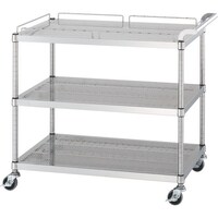 シンコー シンコー ステンレスワゴン(SUS304)天地3段タイプ パンチング棚 ガード付1段ガード無2段 φ75ウレタン車 750×450×800 PMN127545U75 1台