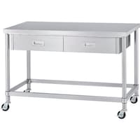 シンコー シンコー ステンレス(SUS430)作業台片面引出付四方枠キャスター付 φ100ウレタン車 1800×900×800 WDZC18090U100 1台