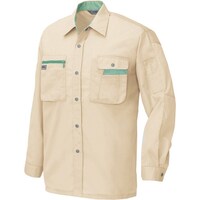 アイトス アイトス 長袖シャツ(男女兼用)(薄地) ライトベージュ×グリーン 3L 53250023L 1着