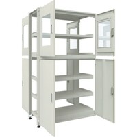 トラスコ中山 TRUSCO M3型ユニット中量棚 両面タイプ 上部アクリル 4枚扉 H2100XW1200 連結 M3WU7466RAB 1台